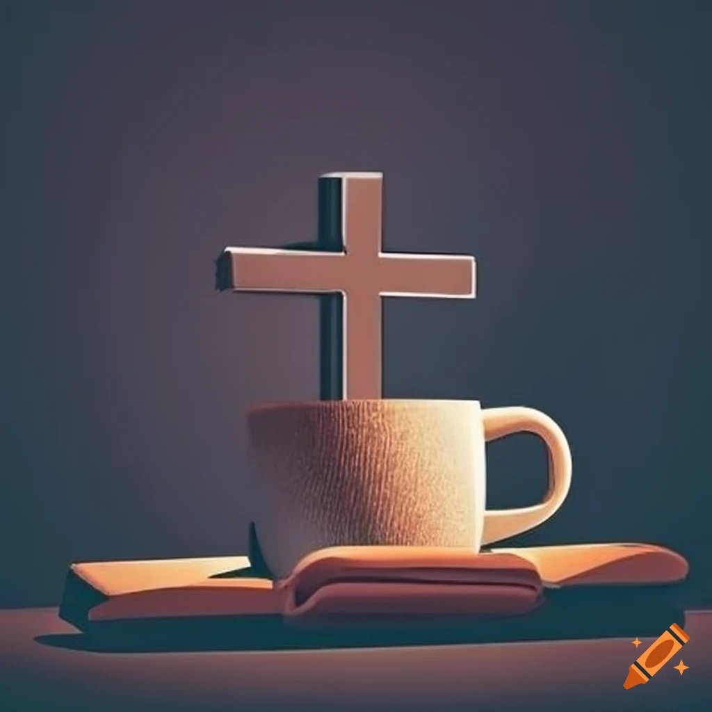 Modern logo for men's Bible study with coffee mug and cross