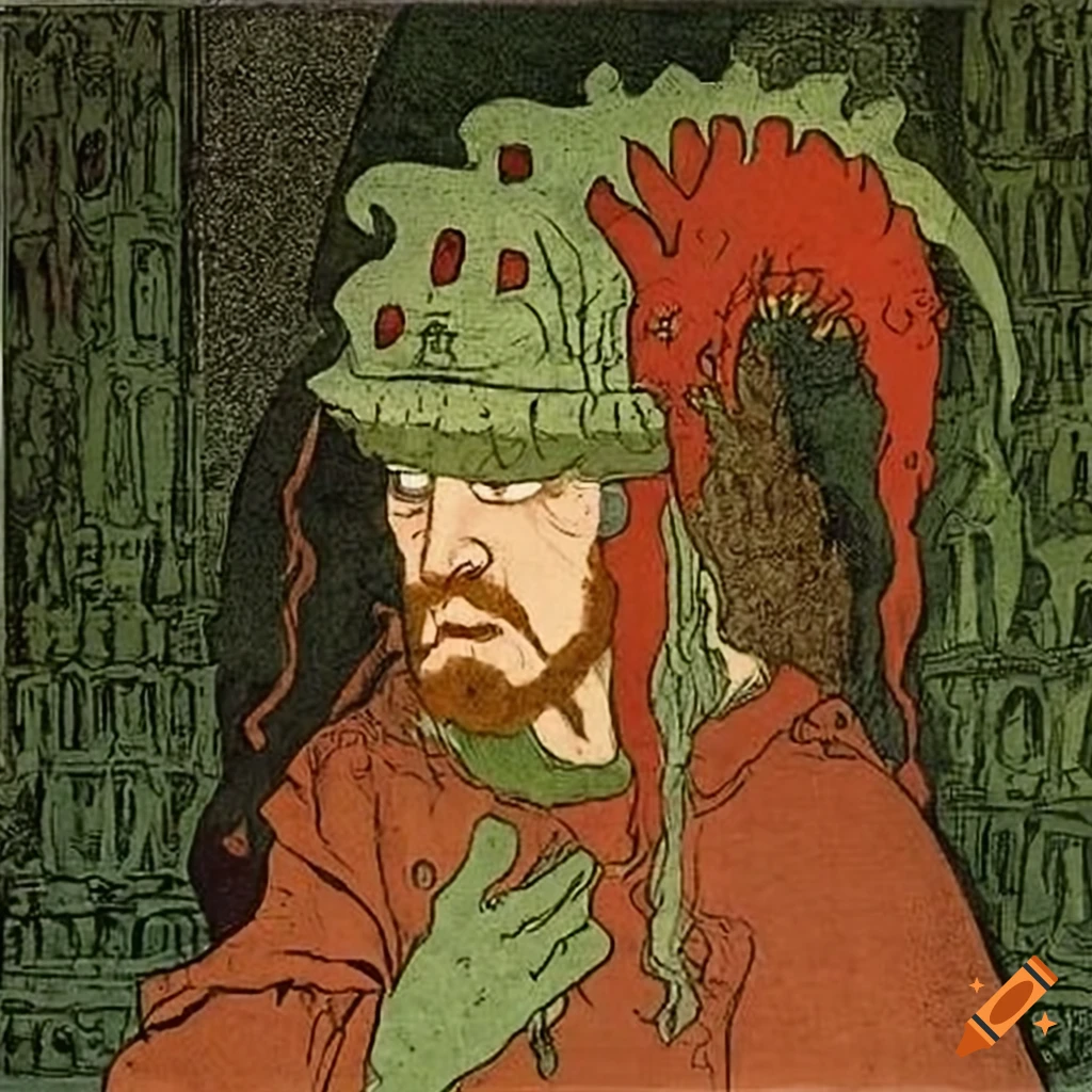 Illustration of a one-eyed monster warrior with a sword in a mountain ...