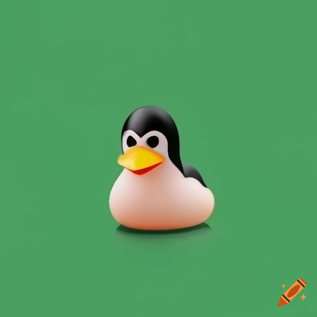 Linux distro logo with rubber ducky and green grid design on Craiyon
