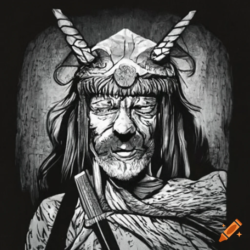 Monster warrior with one eye and sword in mountain setting, 1899 ...