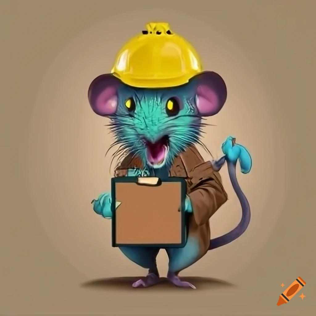 Cute Zombie Rat In Hardhat Trenchcoat And Tie Holding A Clipboard On Craiyon 4253