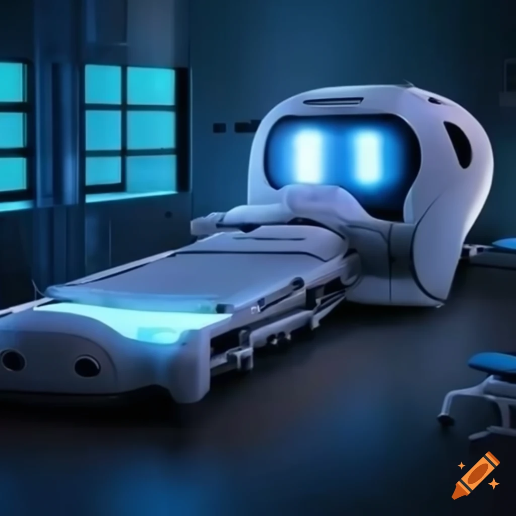 Futuristic robotic patient bed controlled by AI