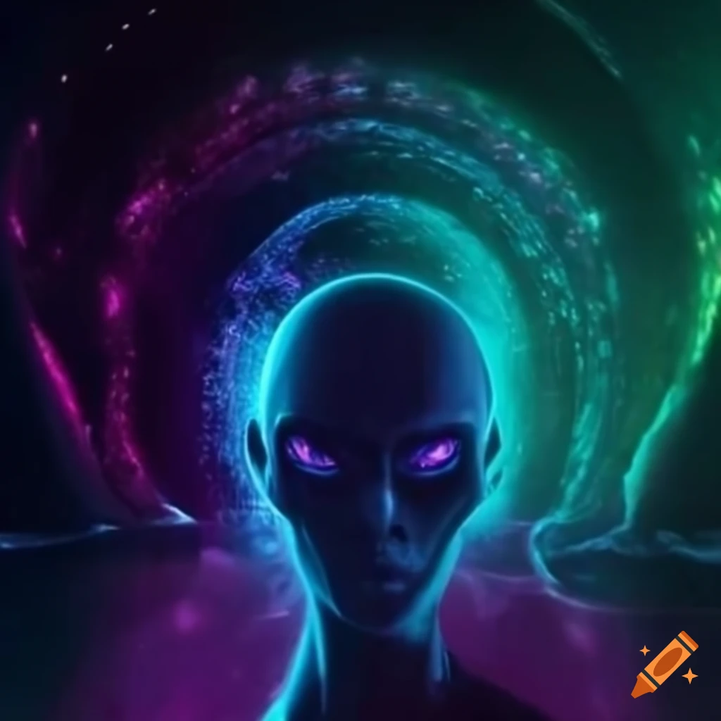 Alien civilization with dark temples at the edge of the universe