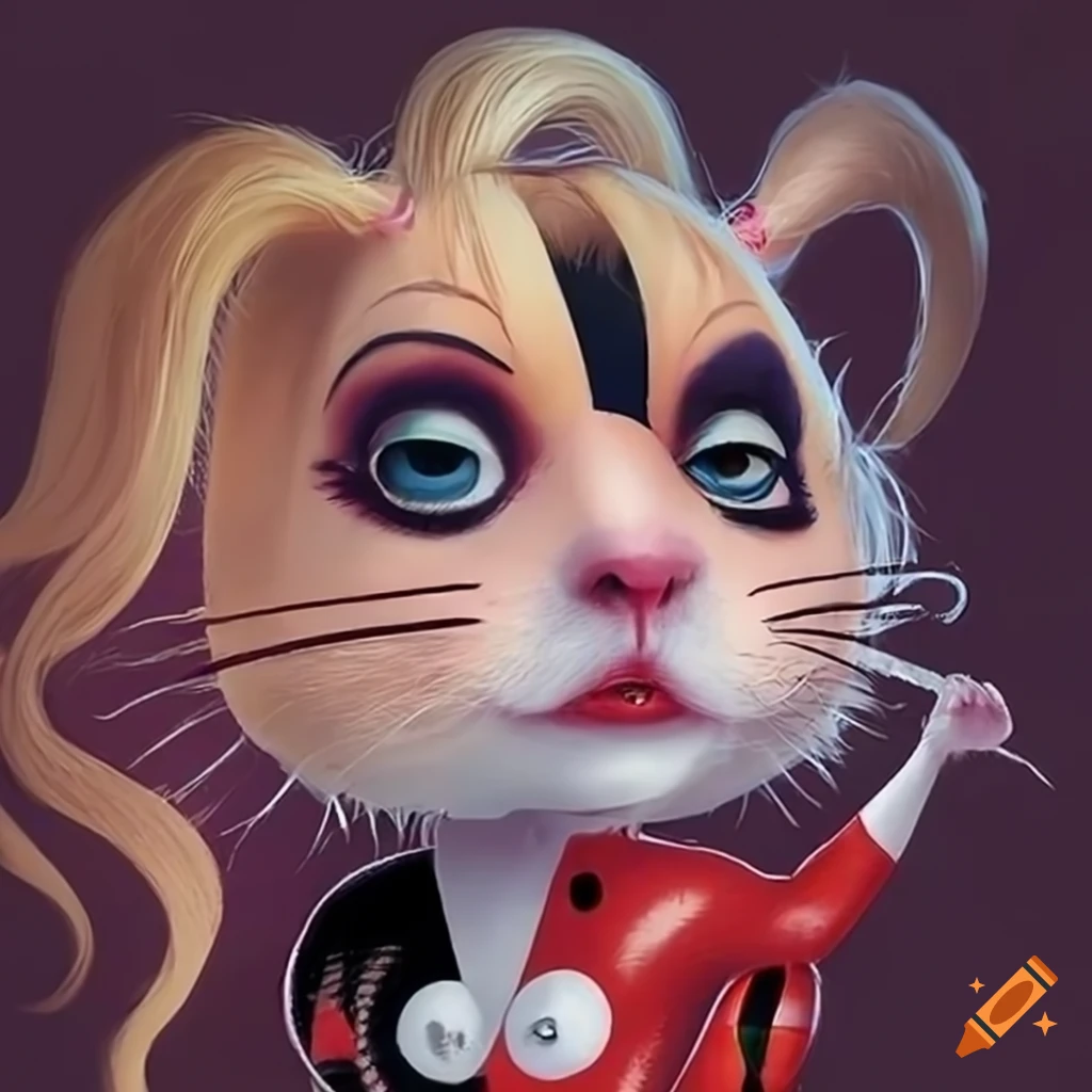 Hamster with Harley Quinn style