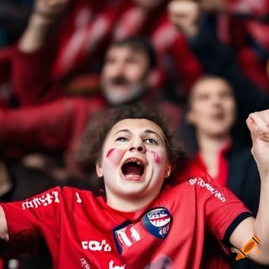 Excited fan cheering for Cagliari Calcio