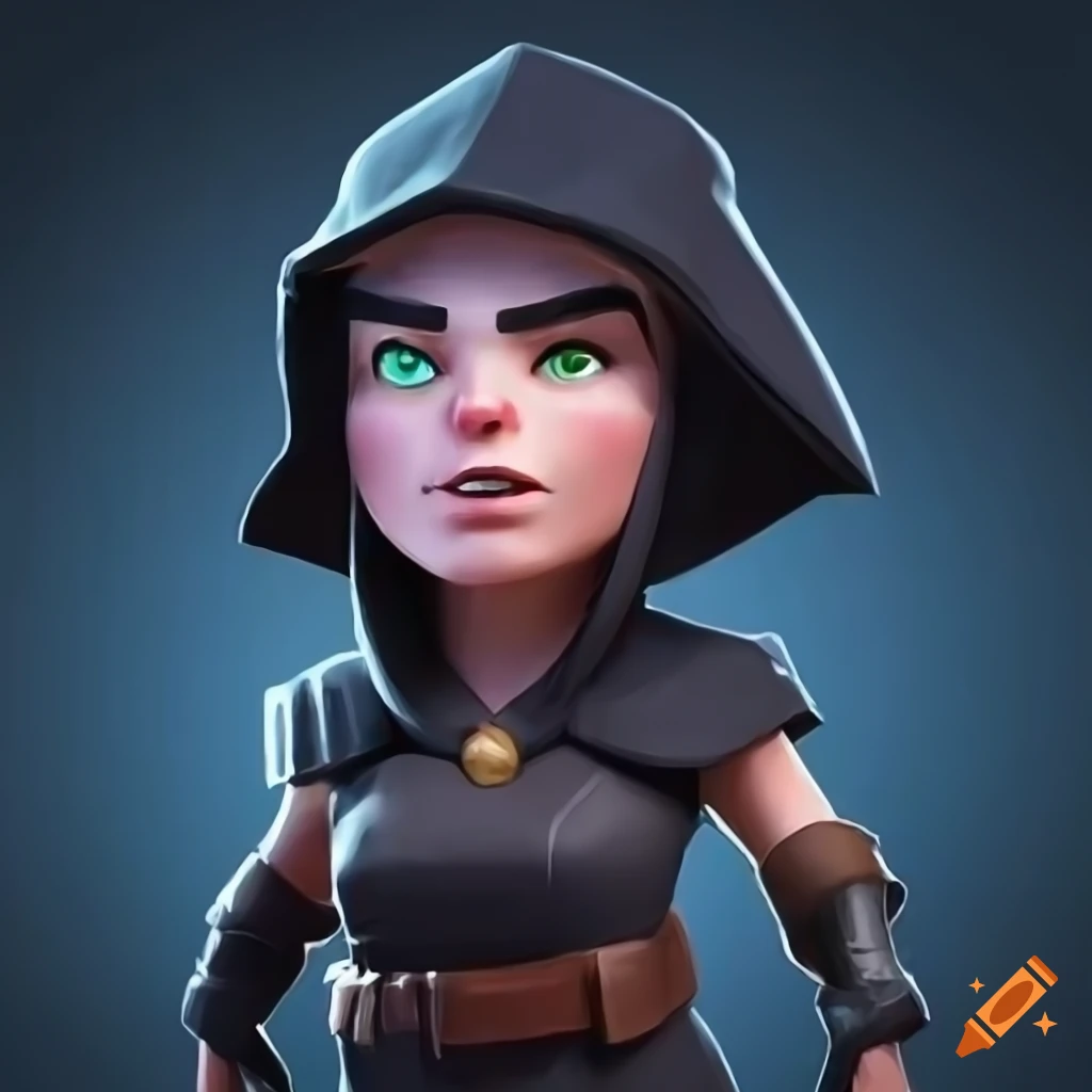 Female hunter from Bloodborne in Clash Royale style with a hat