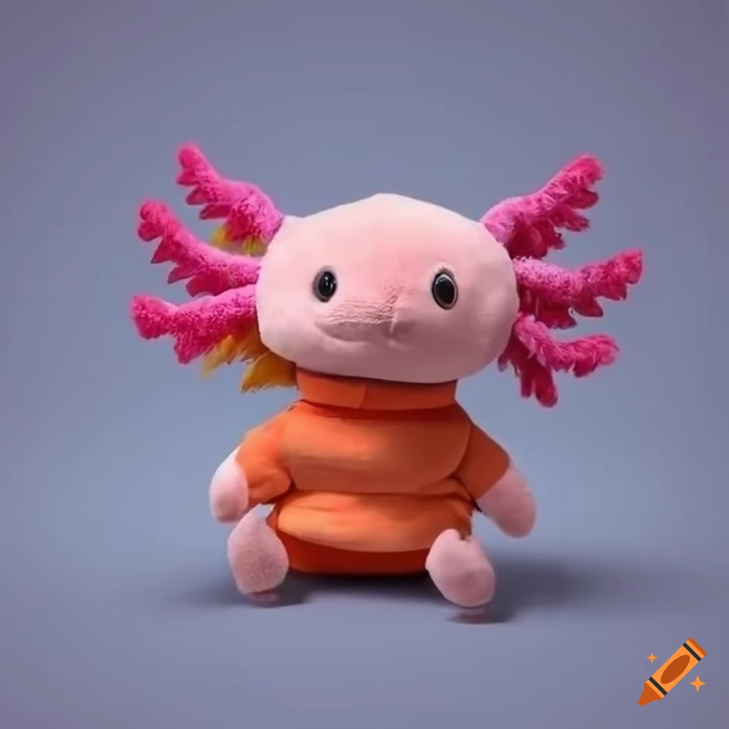 Plushie axolotl wearing a sweater
