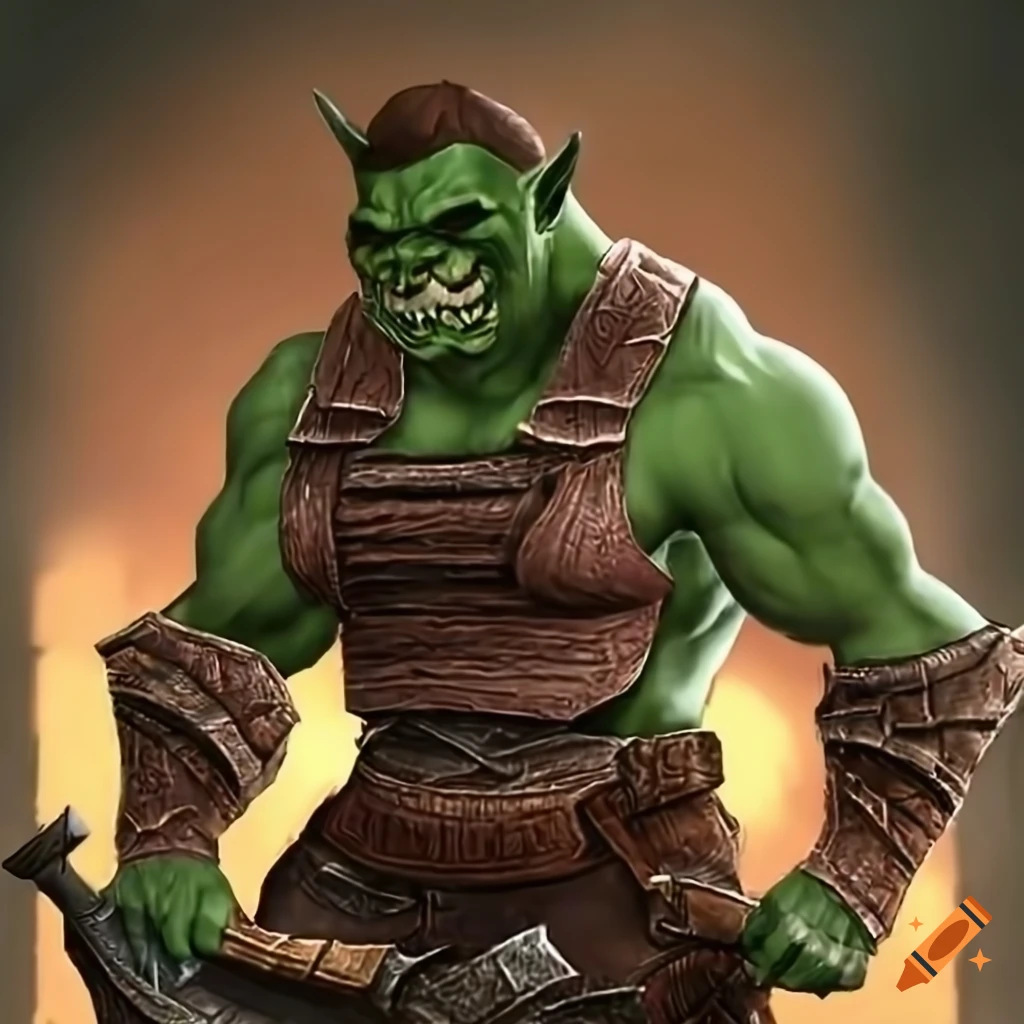 Elder Scroll Orc blacksmith forging weapons in Skyrim
