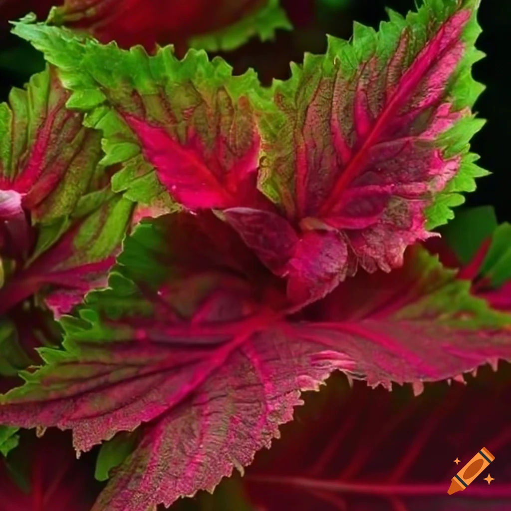 Green and red perilla leaves