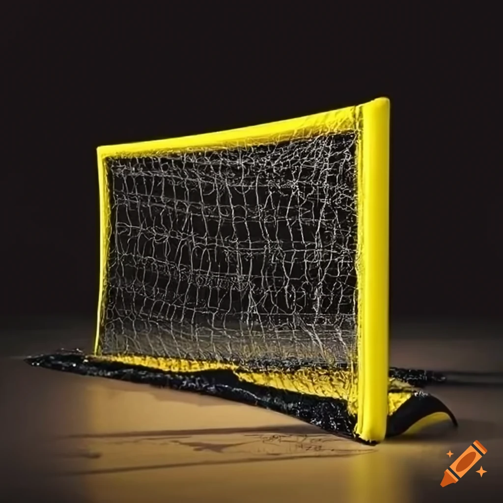 Elegant water polo goalpost with black main frame and yellow accents