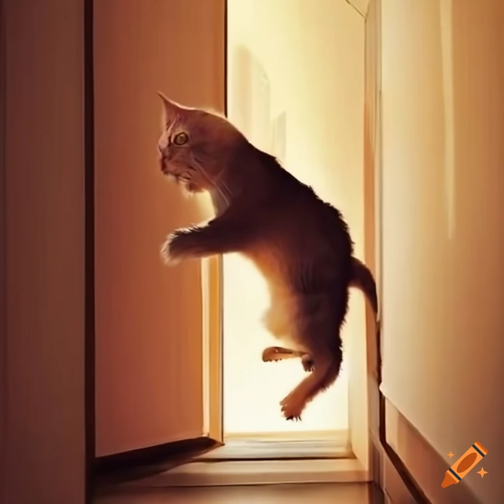 Captivating cats playing with string in a hallway