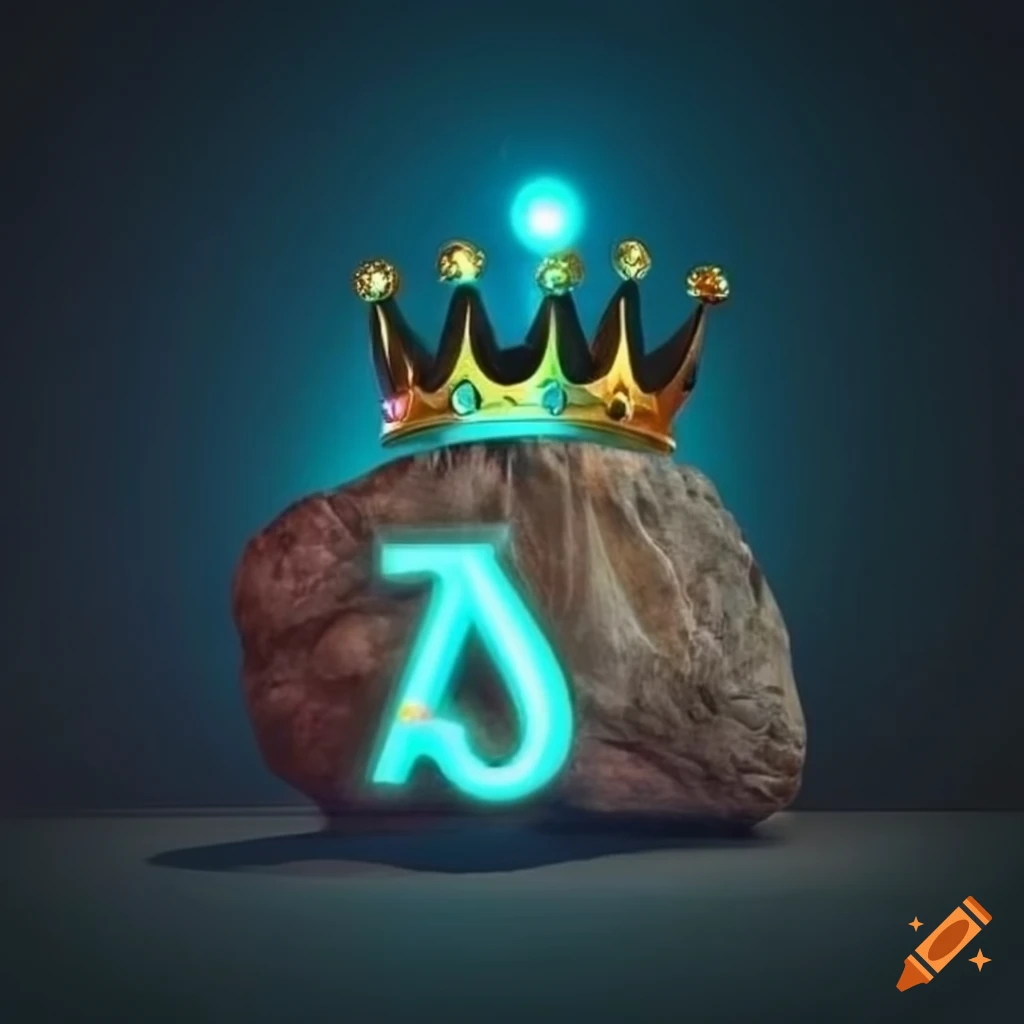 Majestic rock with a crown and alphabet letter R