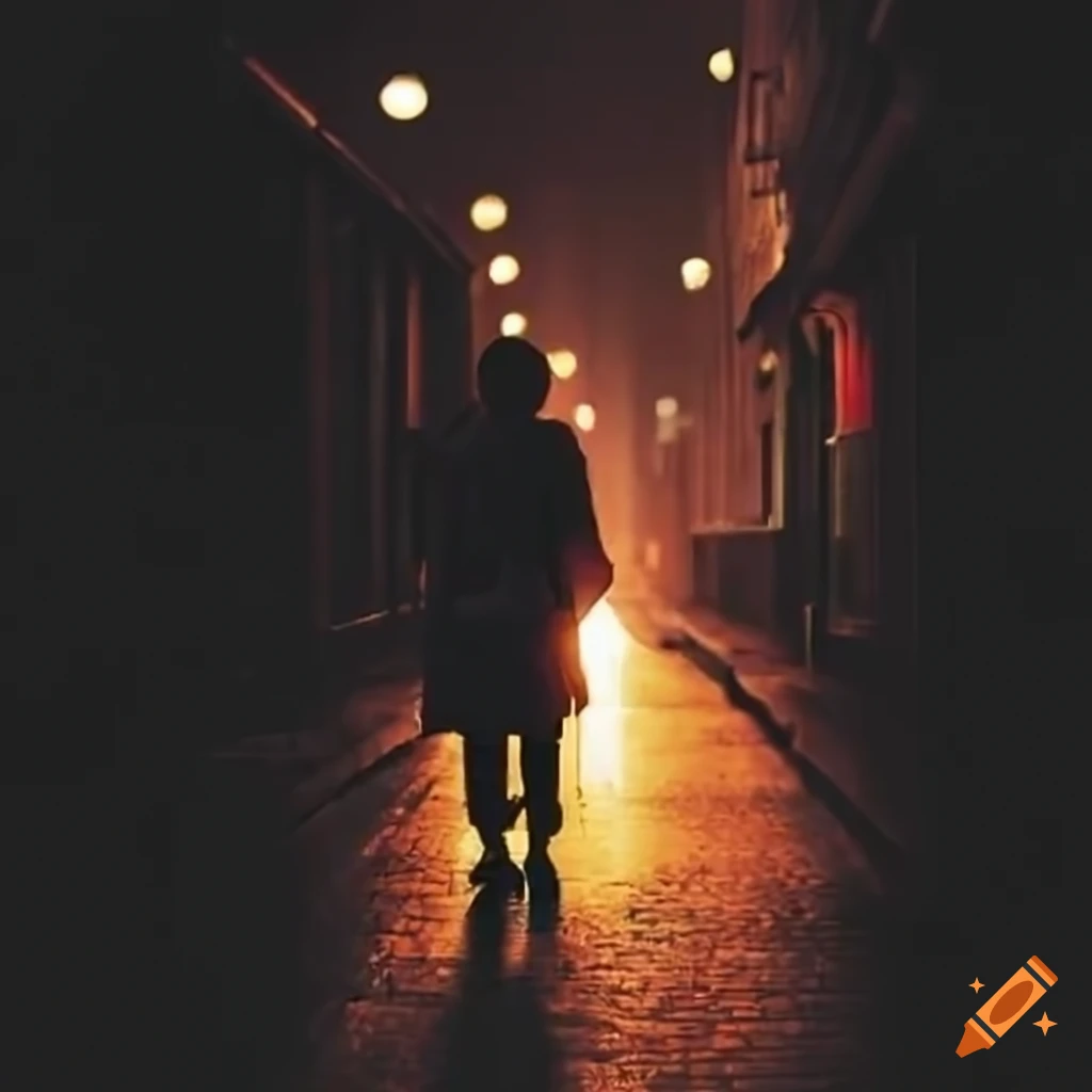 Awkward meeting of two people on a atmospheric street
