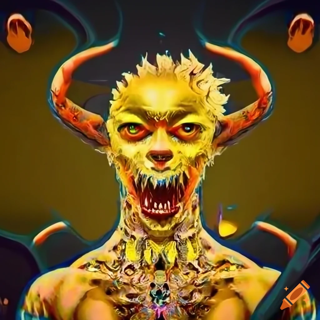 NFT art of yellow greedy demon Mammon
