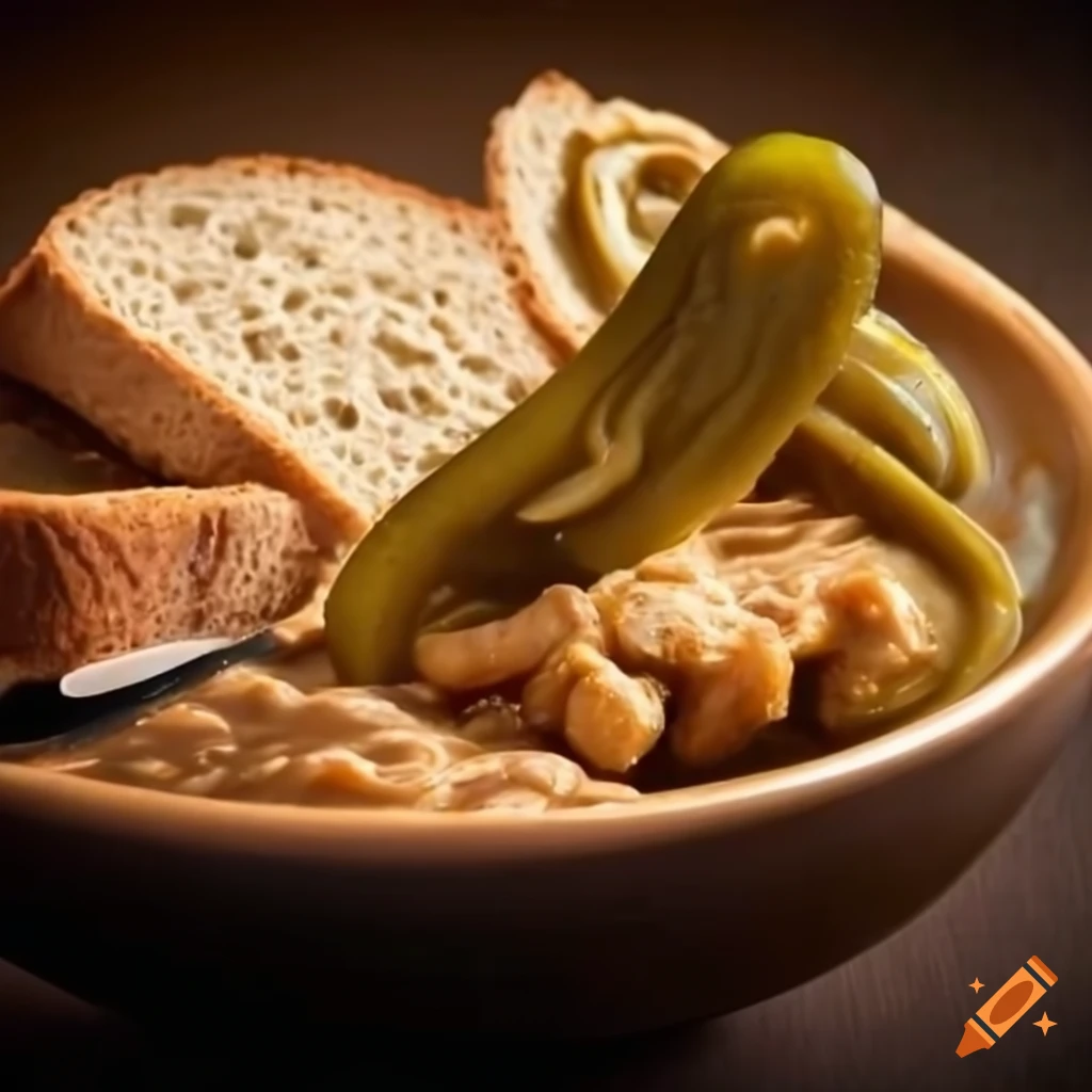 Peanut butter and pickle dip with bread on Craiyon