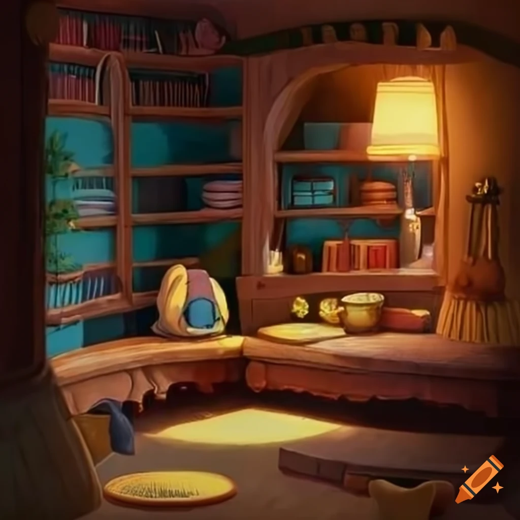 Whimsical studio ghibli-inspired interior scene on Craiyon