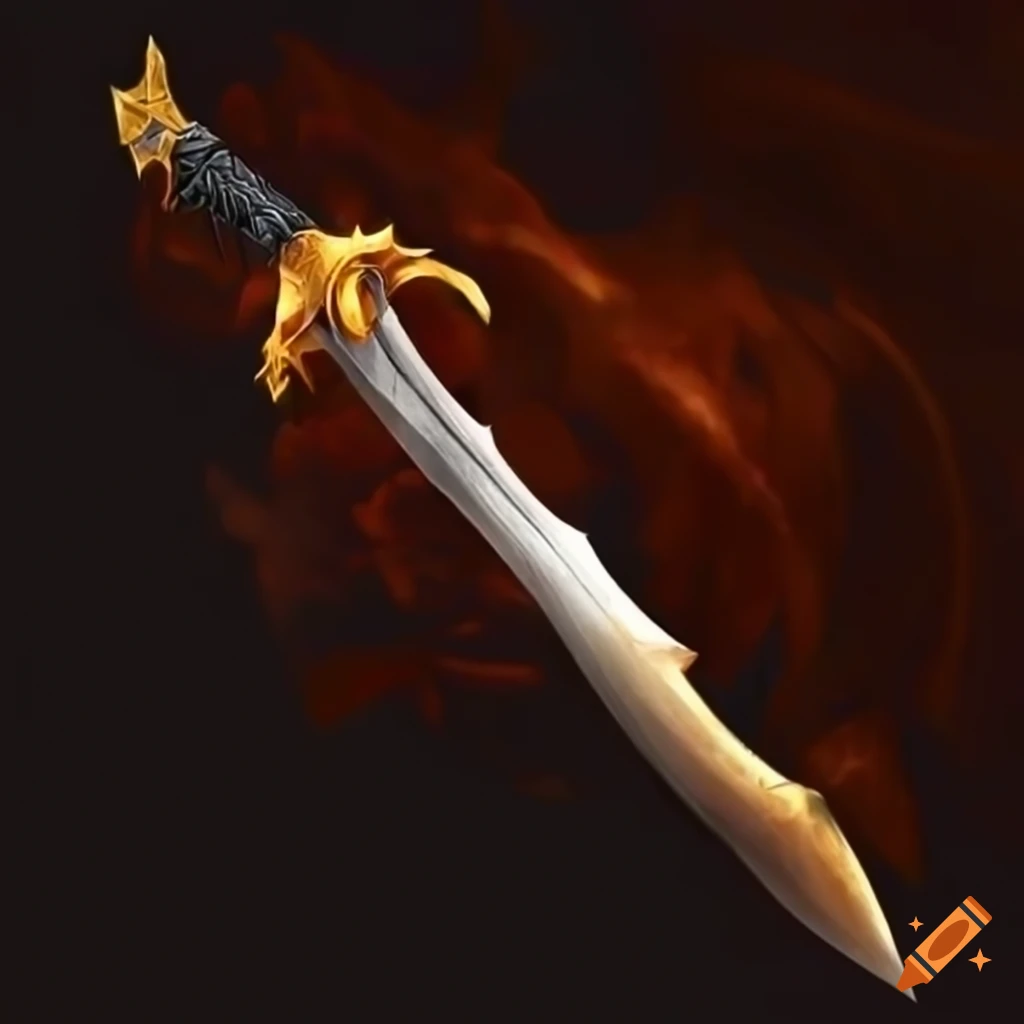 Fantasy realistic detailed falchion with flame powers