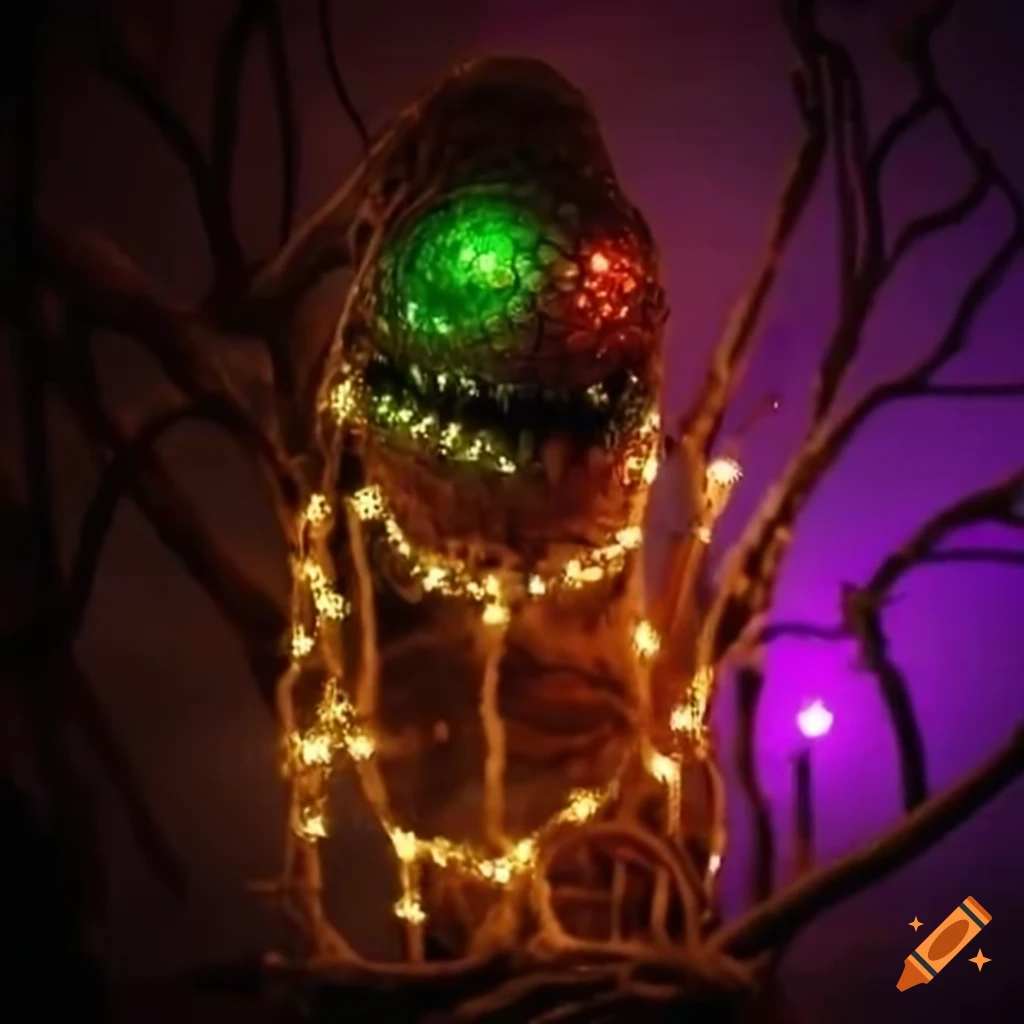 Monster made of fairy lights in a gift shop