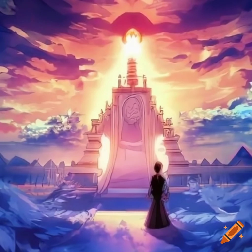 Anime depiction of the gate of heaven
