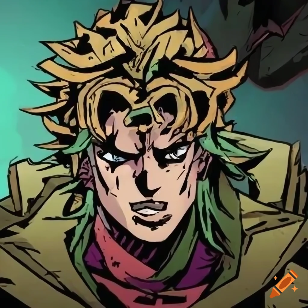 Smug smiliing character inspired by dio brando from jjba part 3 on Craiyon