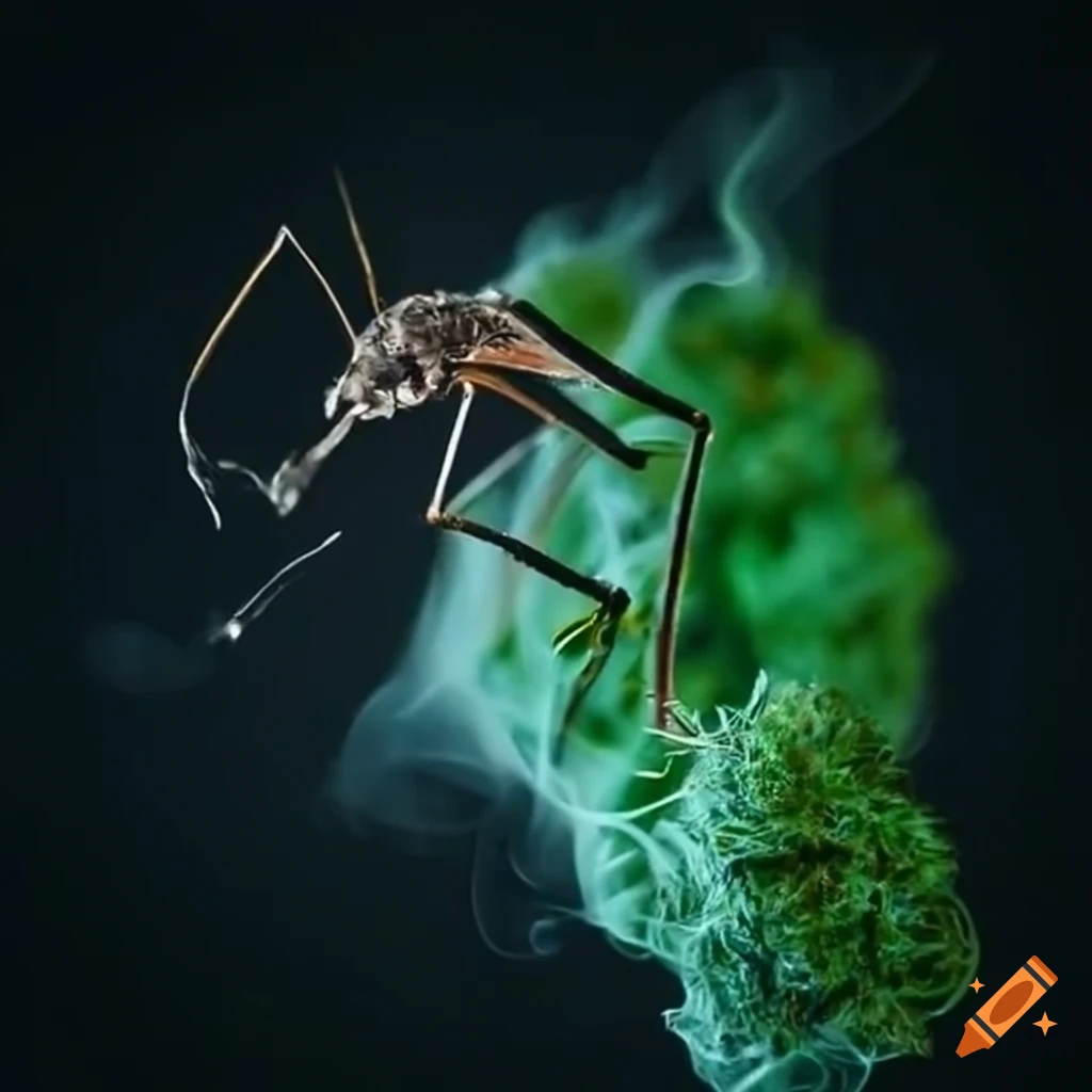 Mosquito smoking marijuana on Craiyon