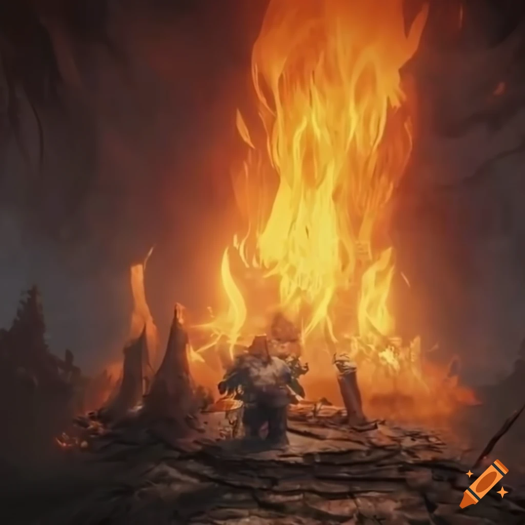 Dark mystical bonfire scene inspired by Elden Ring