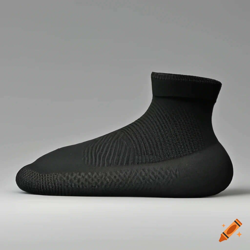 Black sock sport shoe with car tire sole prototype