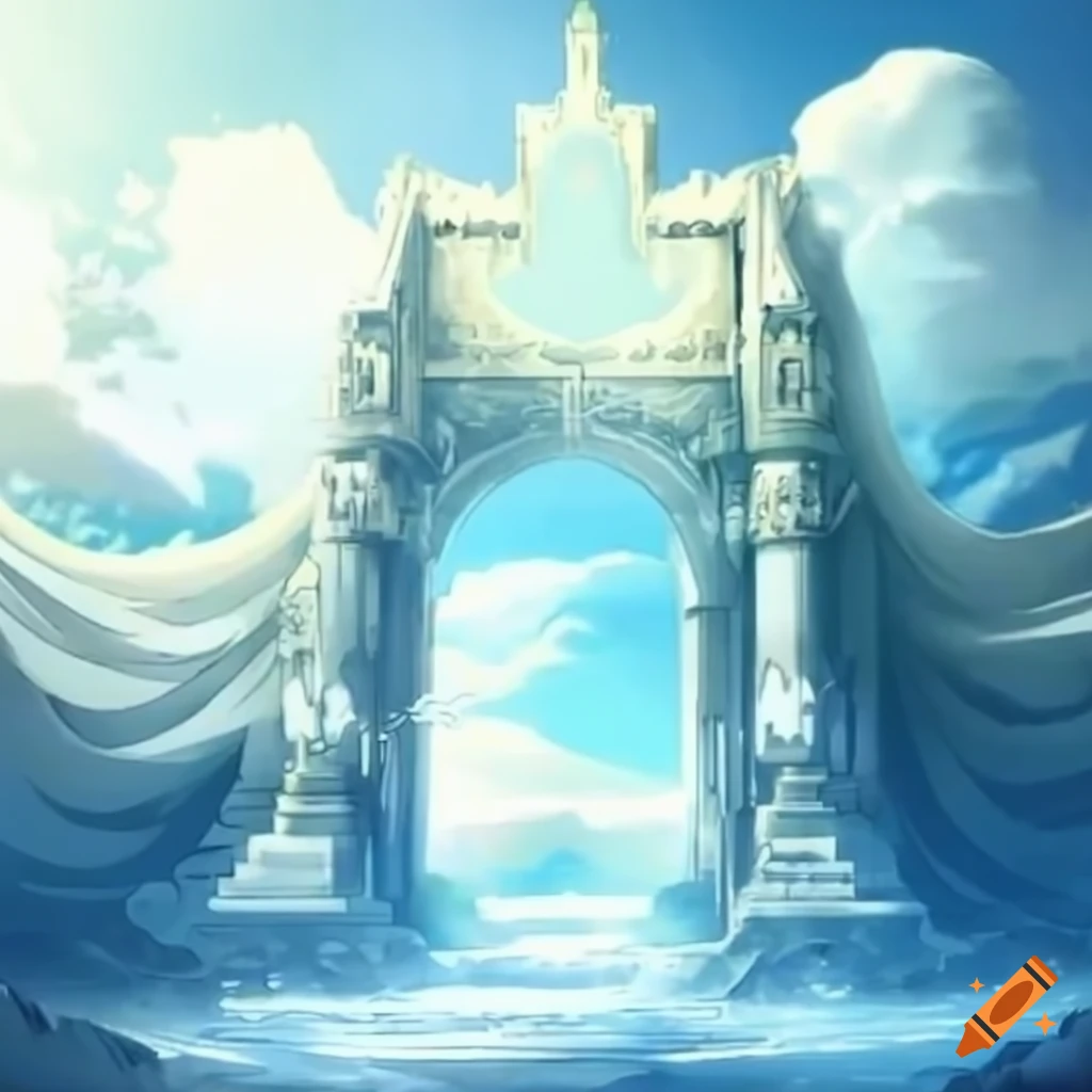 Anime depiction of the gate of heaven