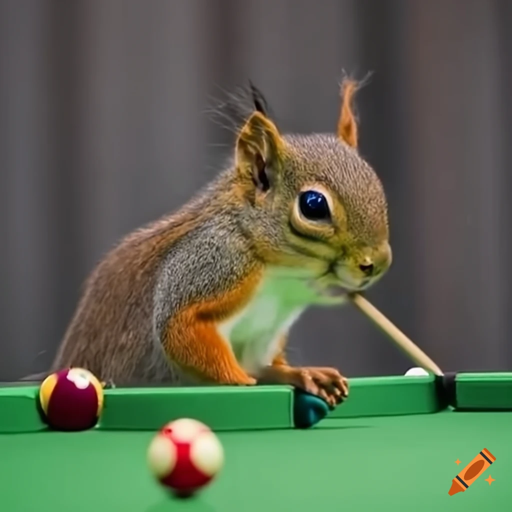 Squirrels playing billiards