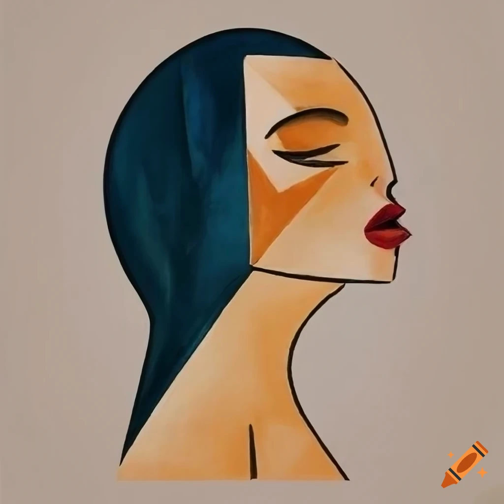 Minimalist abstract portrait of a woman in a cubist style on Craiyon