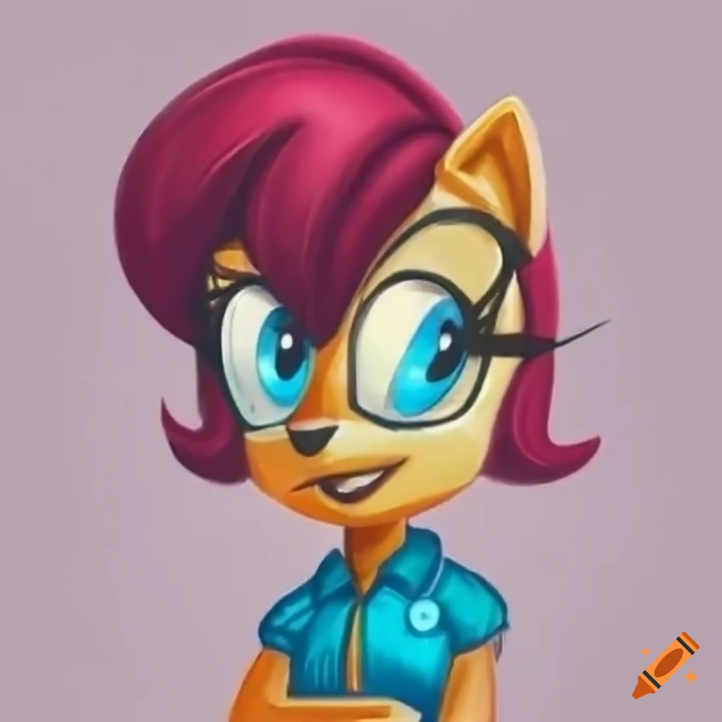 Sally Acorn with black pixie cut hair and pink shirt
