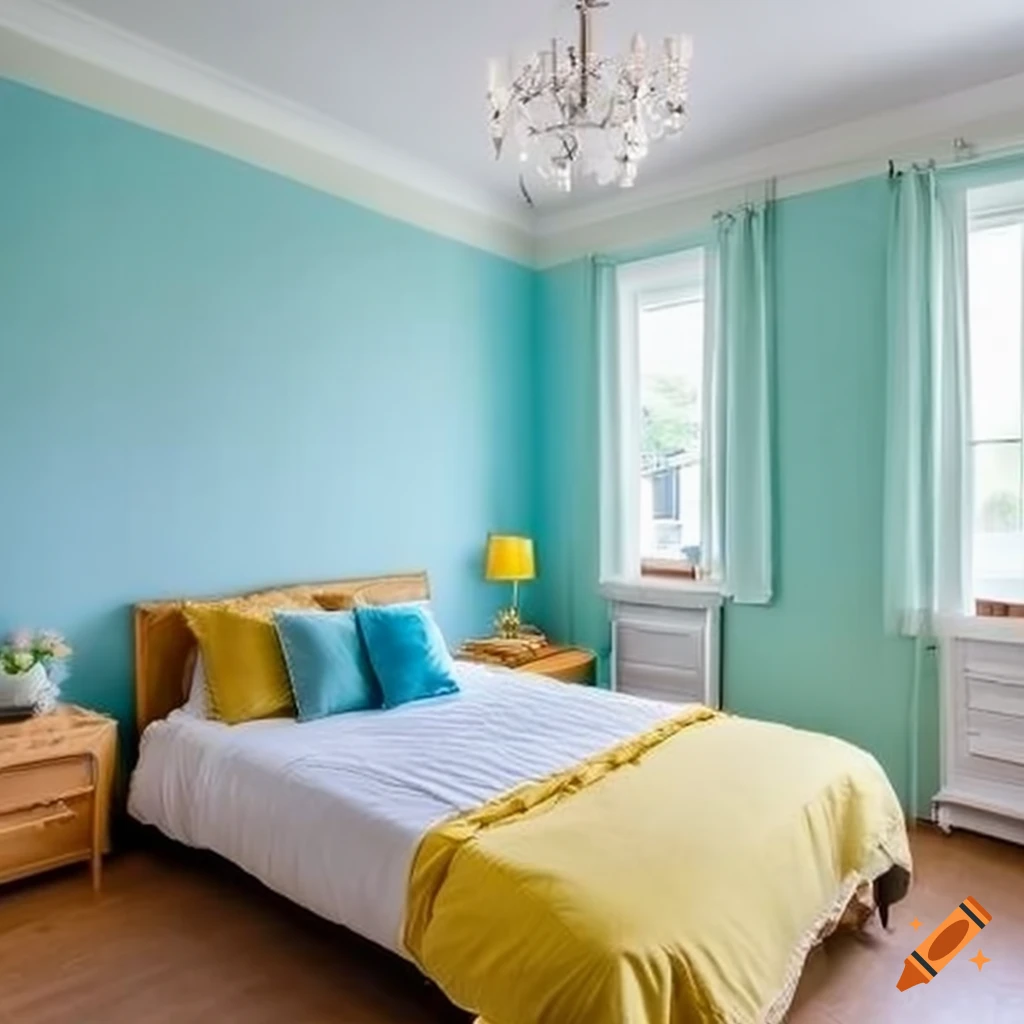 Bedroom with pastel and vibrant colors on Craiyon