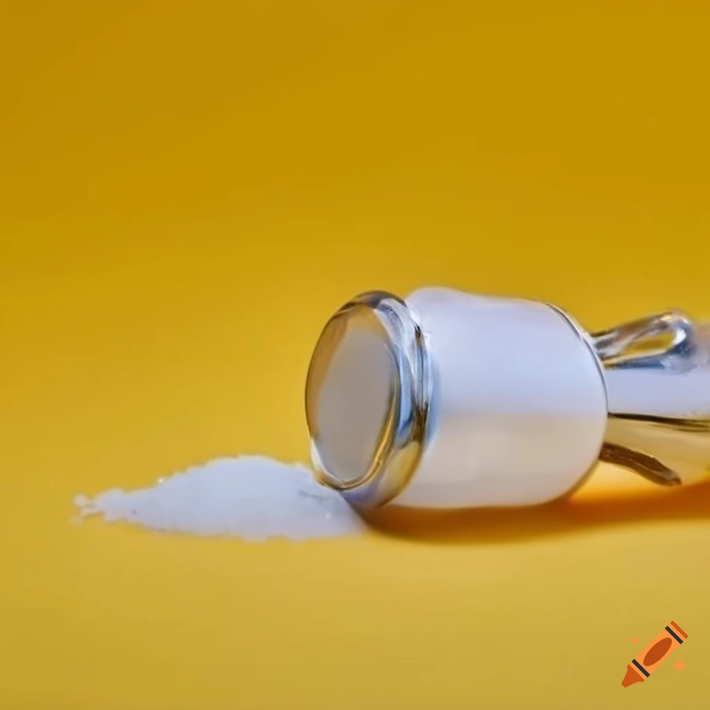 Salt shaker spilling salt on yellow background