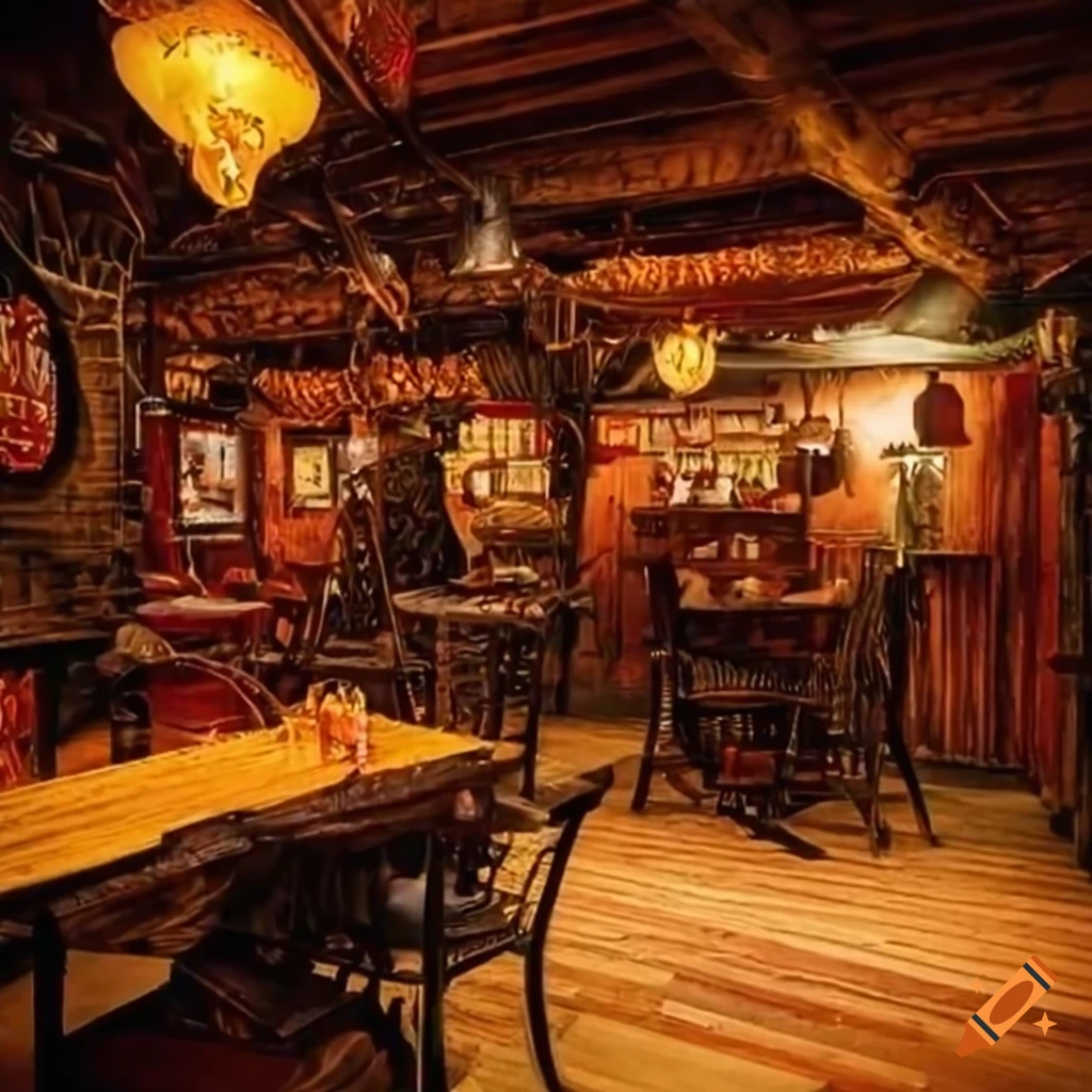 Interior of a cowboy-themed restaurant on Craiyon