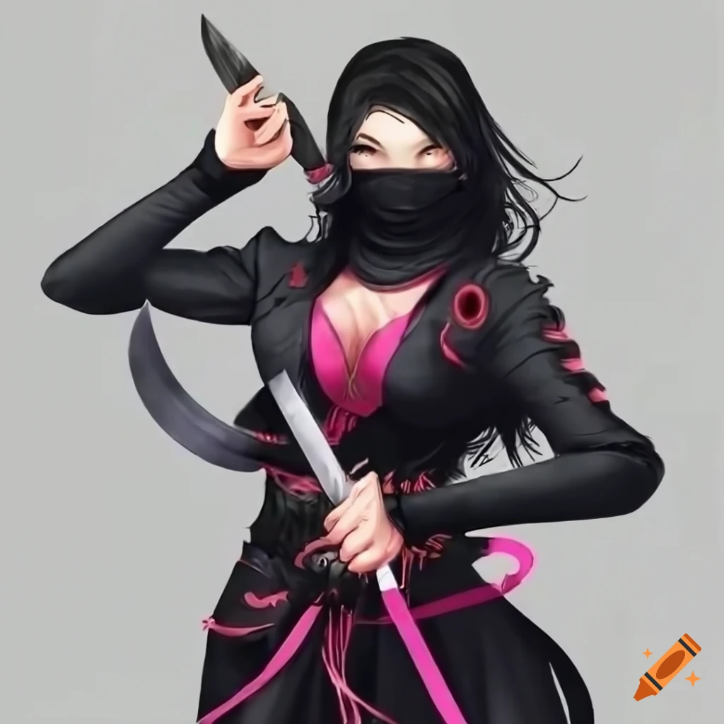 ErmMonz: Female ninja warrior, dynamic action pose, Fantasy, digital art