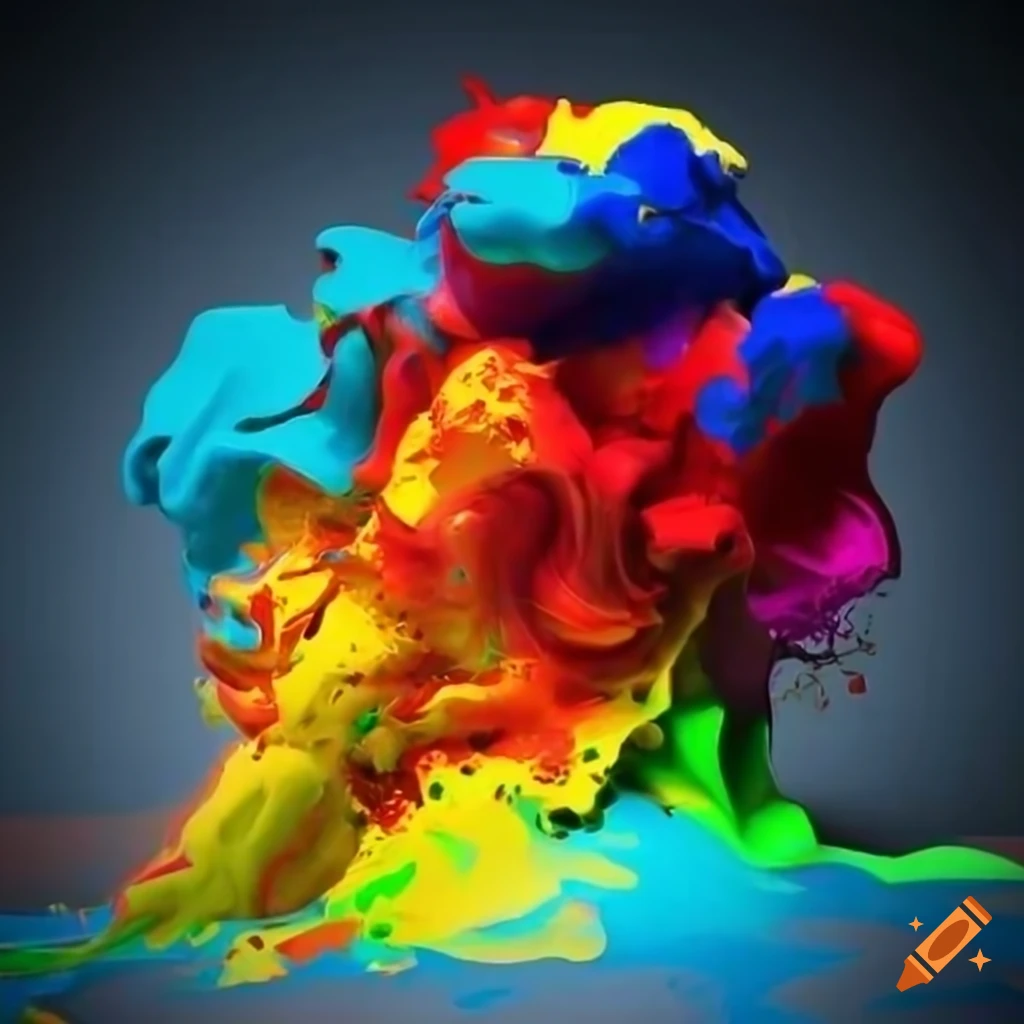 Vibrant 3d scene of exploding paint on Craiyon