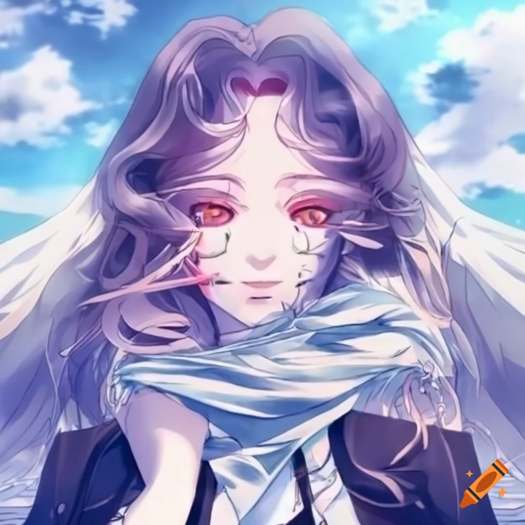 Anime-style depiction of the gate of heaven