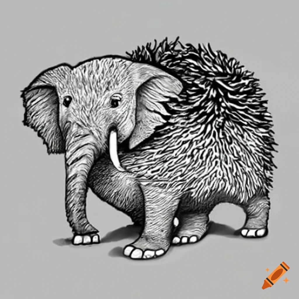 Hybrid animal with hedgehog and elephant features