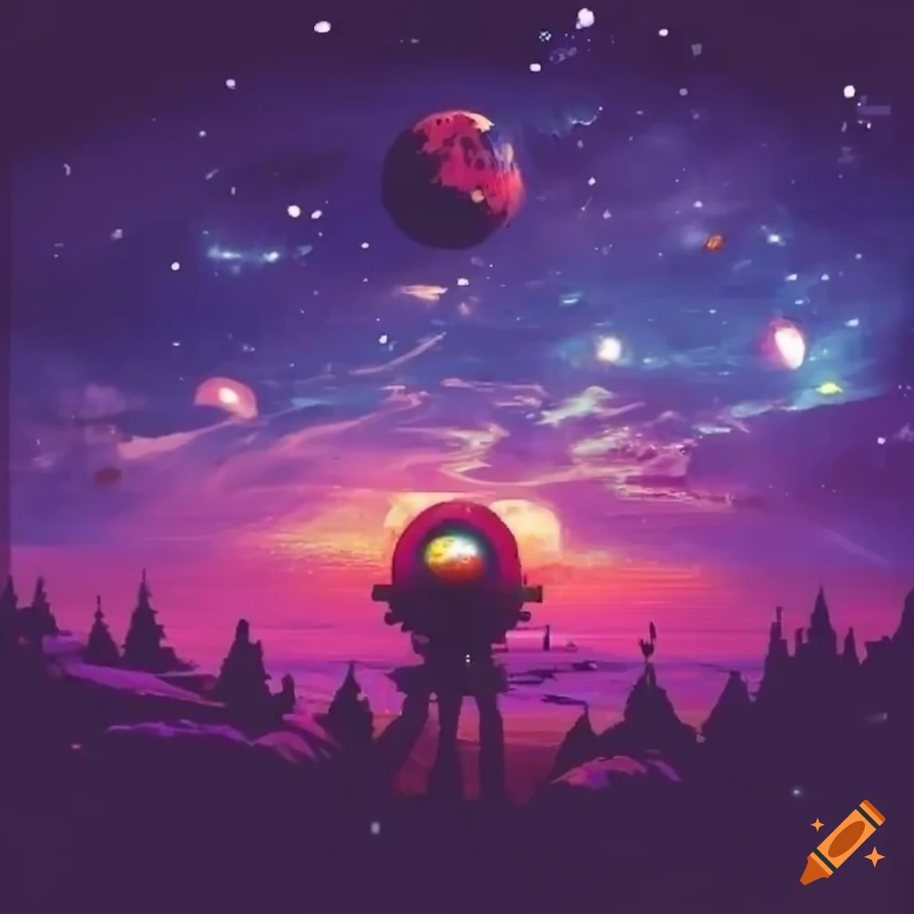 Space video game with ms dos 90s lo fi graphics on craiyon