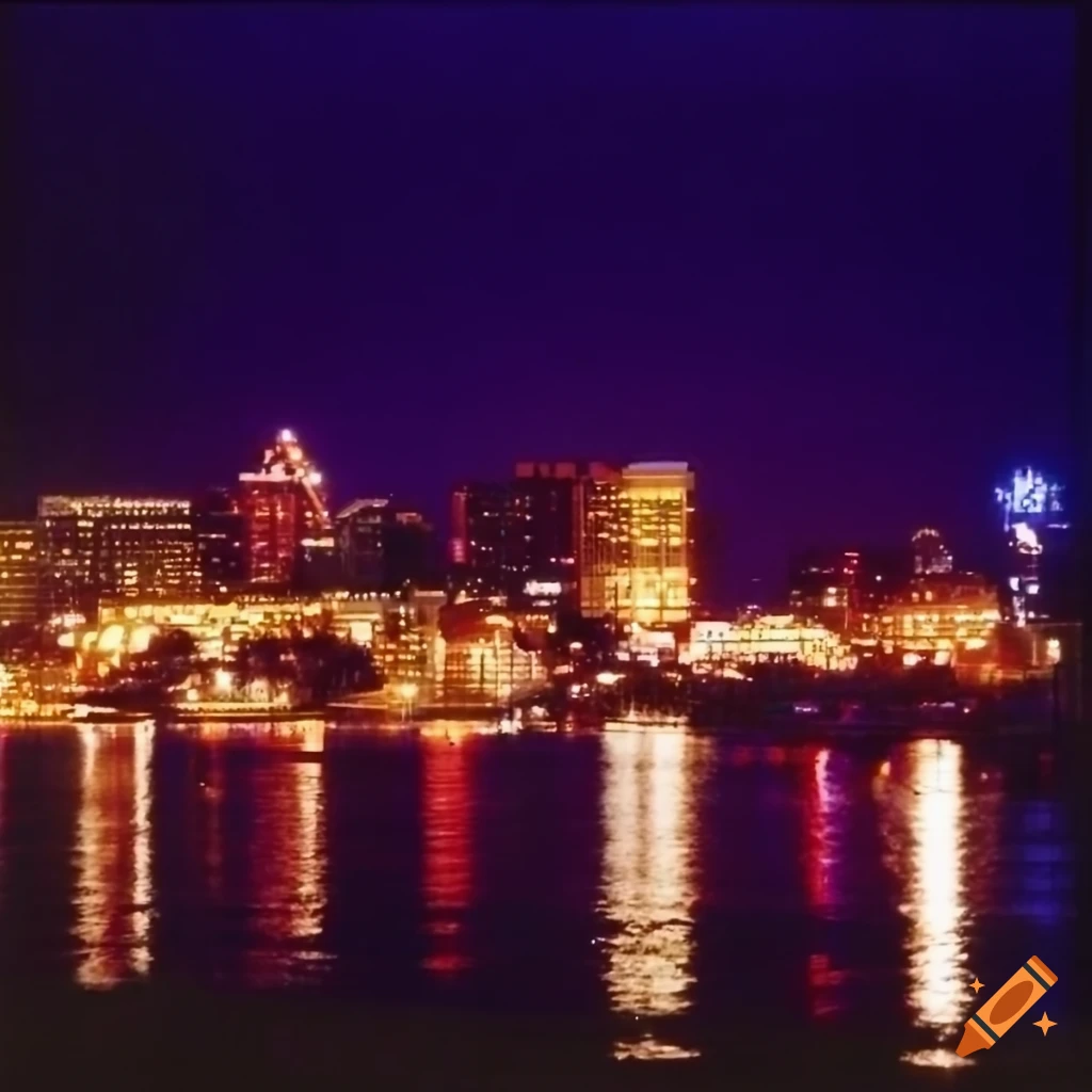 Nighttime view of Madison, Wisconsin in 1996