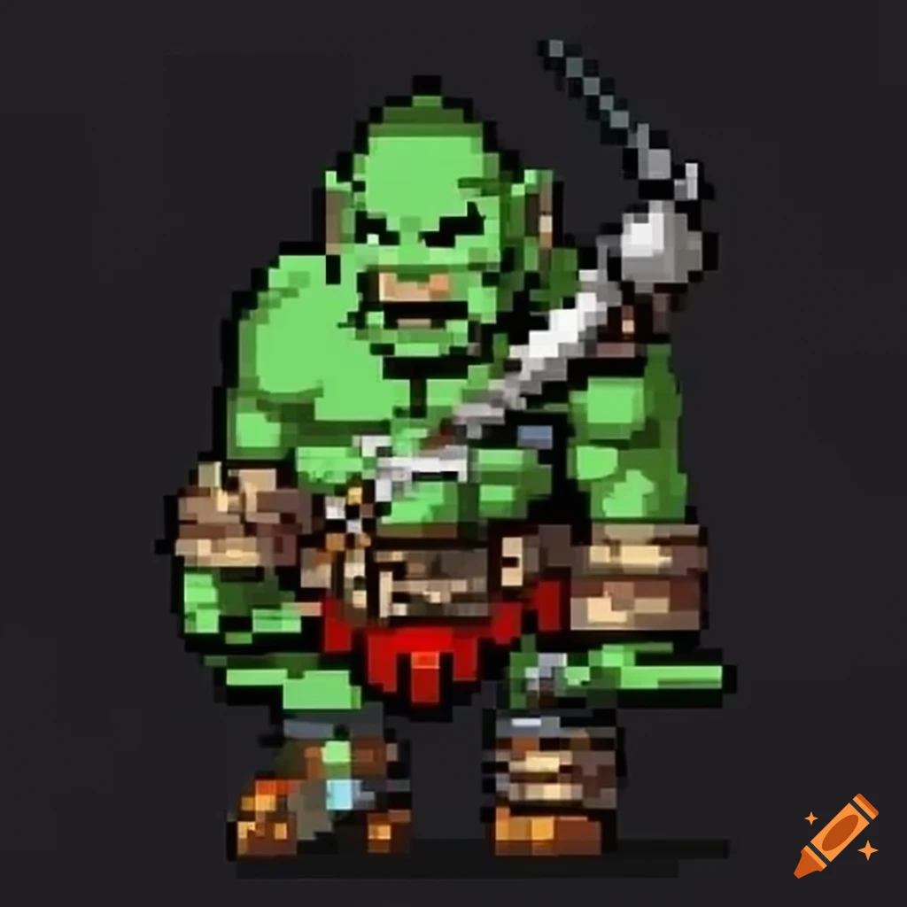 Pixel art orc in SNES JRPG style