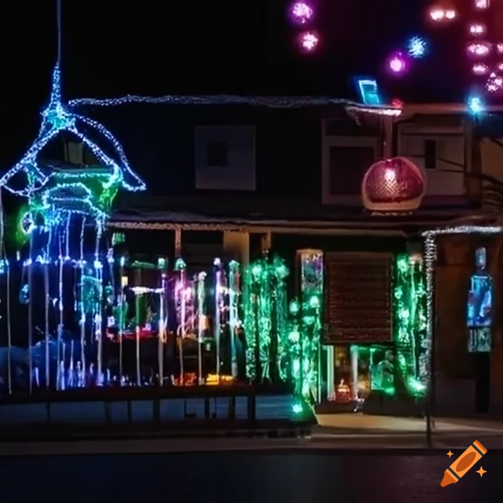 Monster made of fairy lights in a gift shop