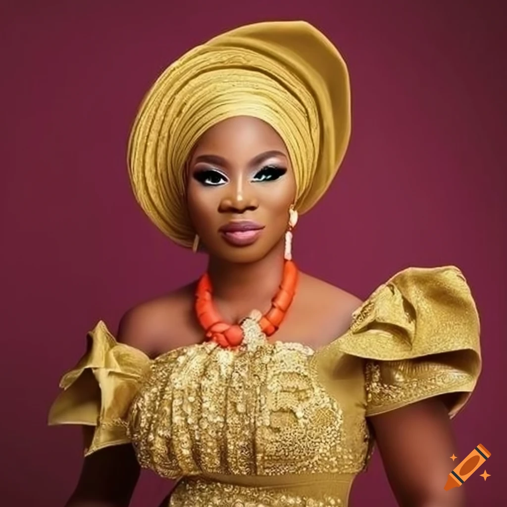 Exquisite traditional yoruba dress with bow details and cinched waist