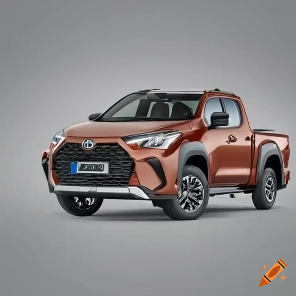 2023 Yaris Crew Cab Pickup in brown color on Craiyon
