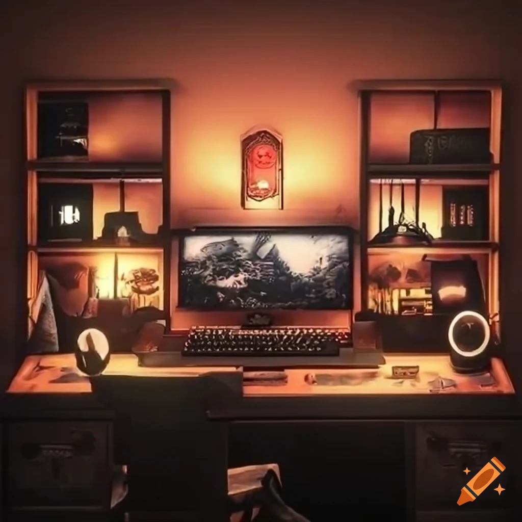 Red dead redemption 2 gaming room setup on Craiyon