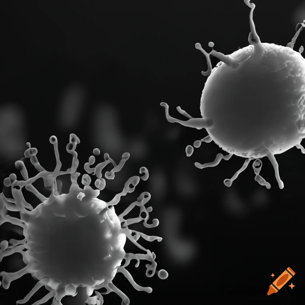 Illustration of viruses and bacteria on a black background