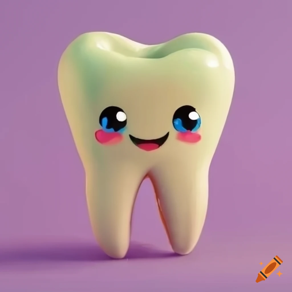 Cute happy tooth illustration in pastel colors