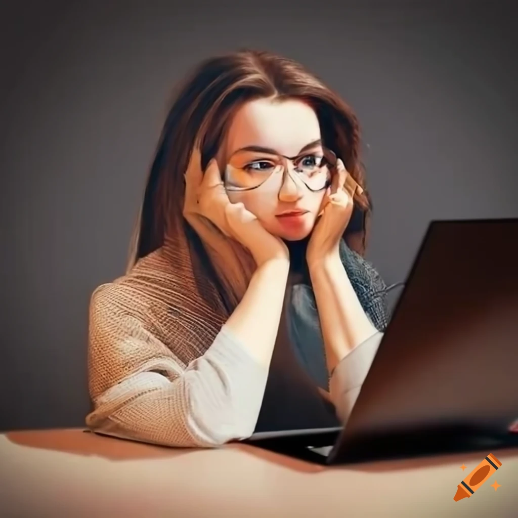 Young professional with a large nose in a modern office on Craiyon