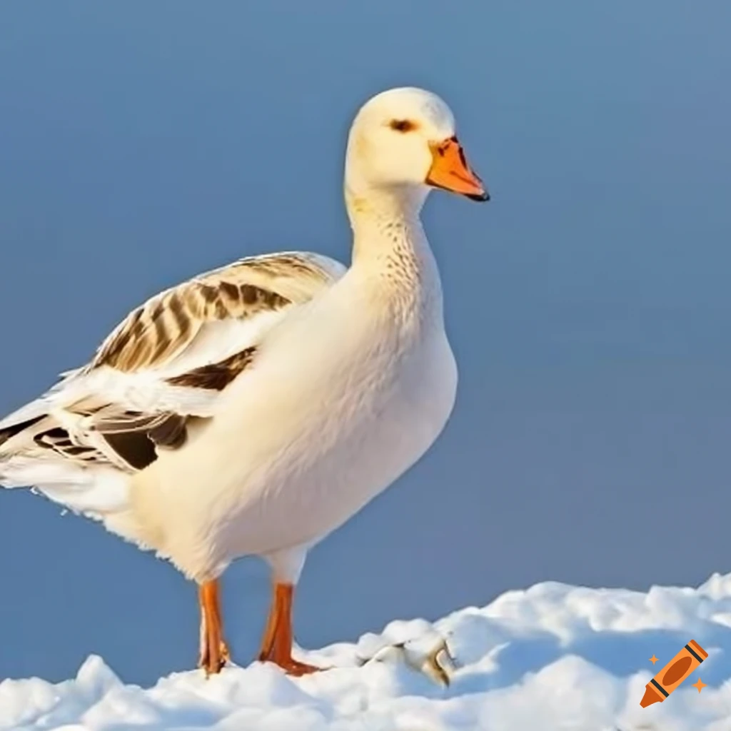 Snow goose combined with a snow bunting
