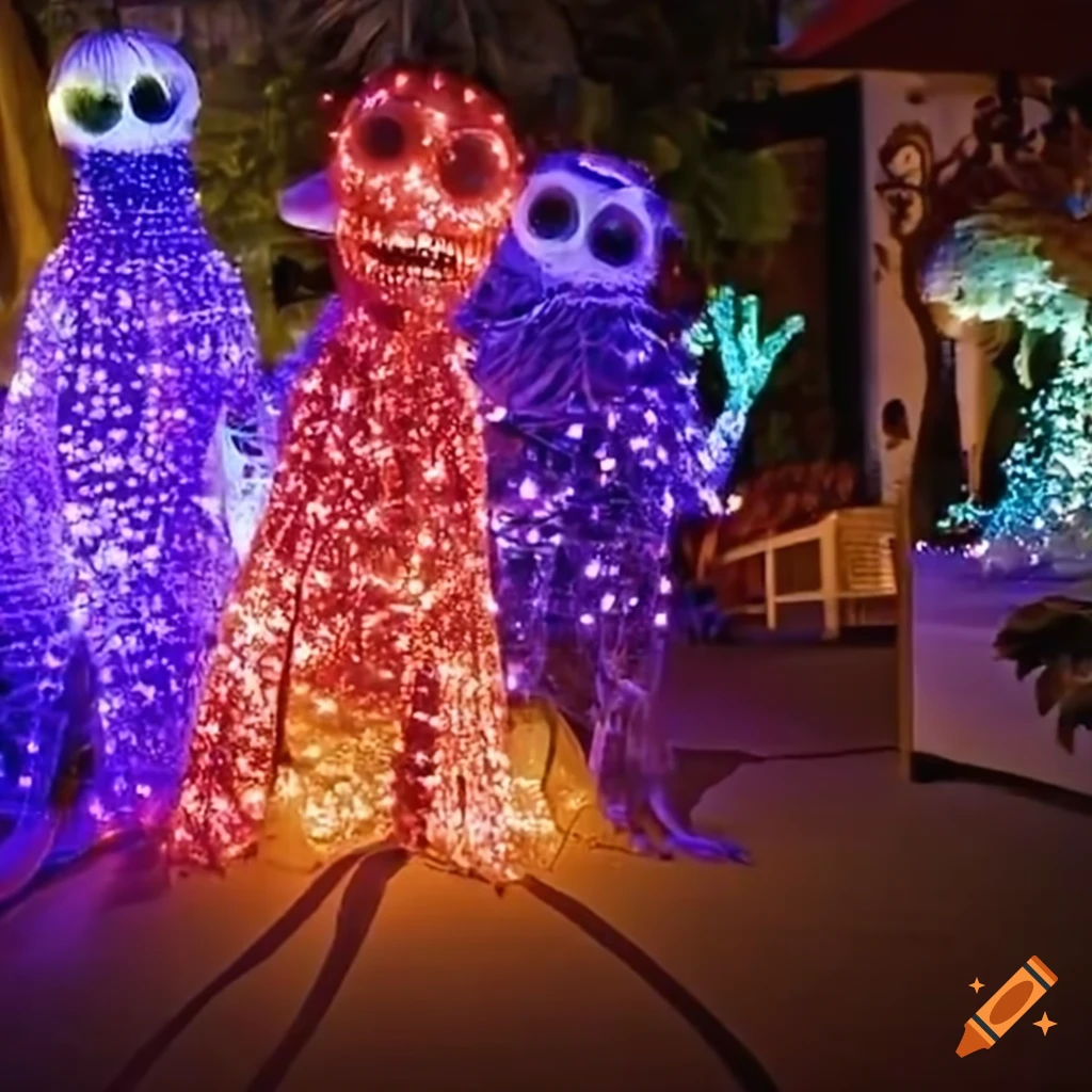 Monster made of fairy lights in a gift shop